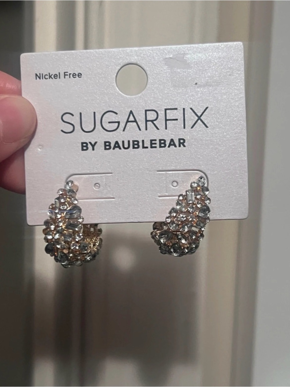 Sugarfix by BaubleBar Crystal Encrusted Hoop Earrings – Gold Tone NWT